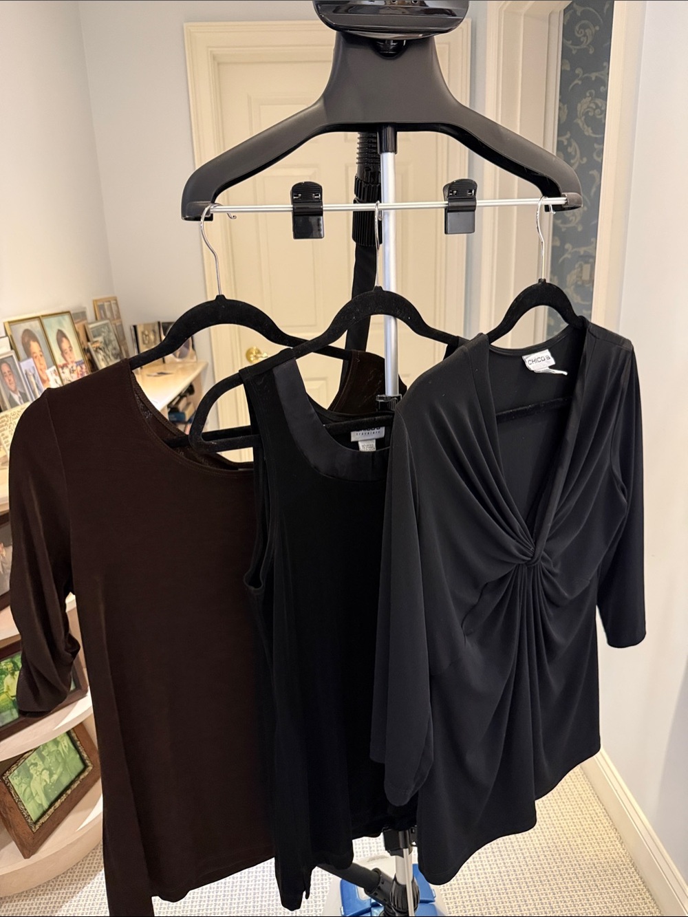 Trio of neutral Chicos Travelers tops size 2  (equals 12 to 14) slimming